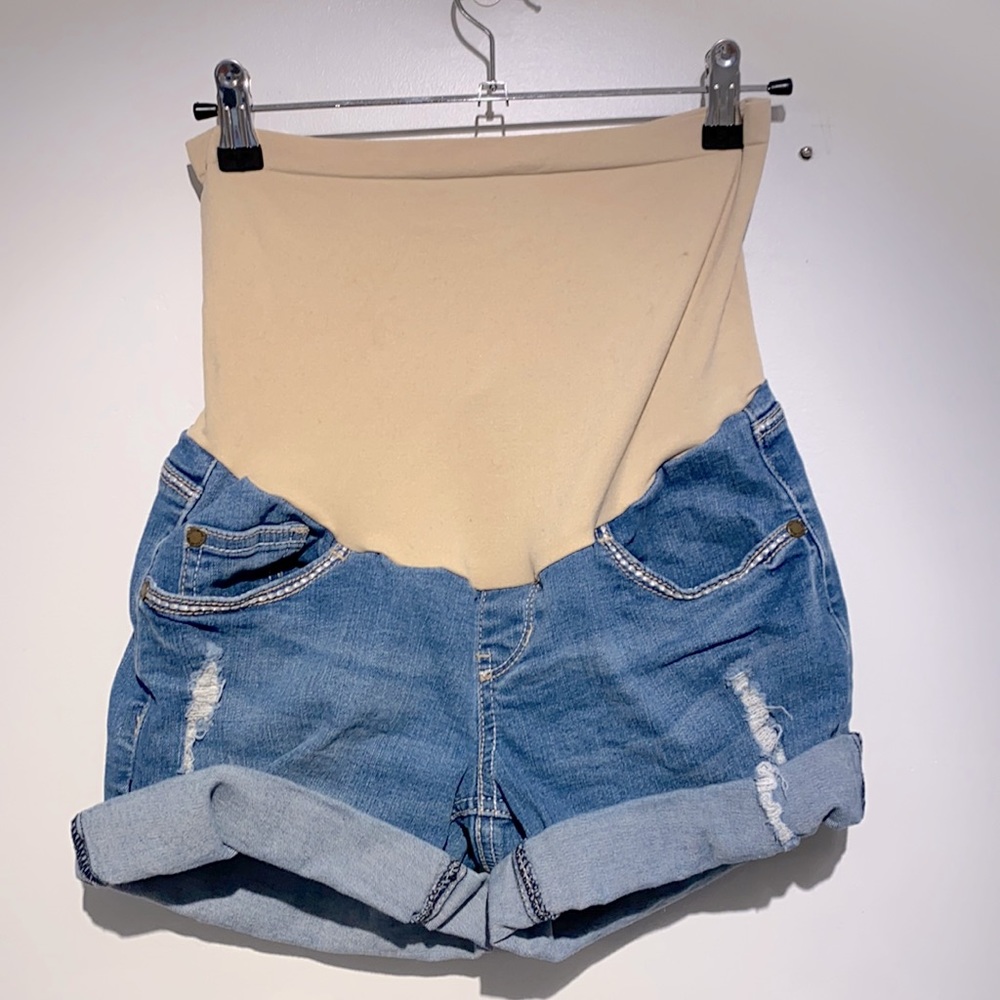 Indigo blue maternity shorts